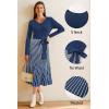 imageArachampCloz Womens Wool Blend Tie Waist Pleated Fall Sweater Dress 2025Navy Bluewhite Stripe