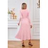imageArachampCloz Womens Wool Blend Tie Waist Pleated Fall Sweater Dress 2025Pink
