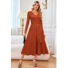 imageArachampCloz Womens Wool Blend Tie Waist Pleated Fall Sweater Dress 2025Rust