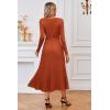 imageArachampCloz Womens Wool Blend Tie Waist Pleated Fall Sweater Dress 2025Rust