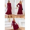 imageArachampCloz Womens Wool Blend Tie Waist Pleated Fall Sweater Dress 2025Wine Red