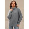 imageArachampCloz Womens Wool Blend Turtleneck Fall Winter Casual Ribbed Oversized Sweater Tops 2025Grey
