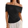 imageArachampCloz Womens Convertible Neckline OffShoulder Cowl Neck Slim Fit Tops 2025Black