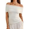 imageArachampCloz Womens Convertible Neckline OffShoulder Cowl Neck Slim Fit Tops 2025White