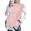 imageArachampCloz Womens Cotton Blend Cap Sleeve Side Slit Sweater Vest Fall Casual Tops 2025Light Pink