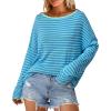 imageArachampCloz Womens Oversized Linen Blend Beach Vacation Cover Up Summer Casual Off Shoulder Tops 2026Blue Light Green Stripe