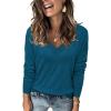 imageArachampCloz Womens Soft V Neck Long Sleeve Fall Casual Regular Fit Sweater TopsPeacock Blue