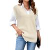 imageArachampCloz Womens Sweater Vest 2024 Fall Winter Knitted V Neck Oversized Casual Cap Sleeve Pullover Tank TopsApricot
