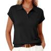 imageArachampCloz Womens Wool Blend Cap Sleeves Business Casual Summer Tops Sweater Vest Polo Shirts 2026Black