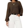 imageArachampCloz Womens Wool Blend Crewneck Fall Trendy Oversized Waffle Sweaters 2025Coffee