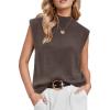 imageArachampCloz Womens Wool Blend Mock Neck Sweaters Vest Business Casual Lightweight Trendy Tops Summer Outfits 2026Coffee