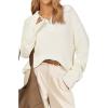 imageArachampCloz Womens Wool Blend Quarter Zip Pullover Sweater Trendy Winter Soft Casual Lapel Oversized Fit TopWhite