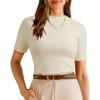 imageArachampCloz Womens Wool Blend Spring Seamless Rip Resistant Tops Opaque Business Casual ShirtsBeige