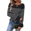 imageArachampCloz Womens Wool Blend Striped Boat Neck Fall Dressy Casual Sweater Tops 2025Black and White