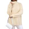 imageArachampCloz Womens Wool Blend Turtleneck Fall Winter Casual Ribbed Oversized Sweater Tops 2025Apricot