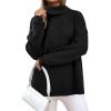 imageArachampCloz Womens Wool Blend Turtleneck Fall Winter Casual Ribbed Oversized Sweater Tops 2025Black