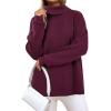 imageArachampCloz Womens Wool Blend Turtleneck Fall Winter Casual Ribbed Oversized Sweater Tops 2025Dark Red