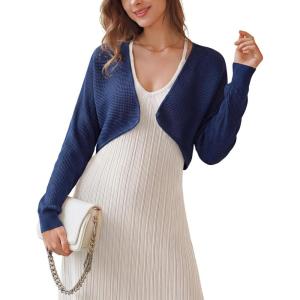imageArachampCloz Womens 100 Cotton Bolero Shrug V Neck Cropped Cardigan Knit SweatersNavy
