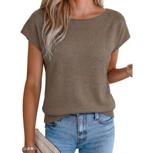 imageArachampCloz Womens Cashmere Blend Cap Sleeve Hollow Out Smart Casual Sweater Vests Tank Summer Tops 2026Coffee