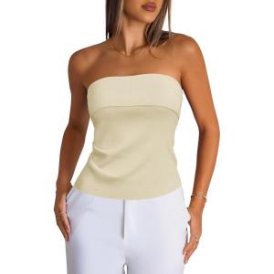 imageArachampCloz Womens Silk Blend Non See Through Non Slip Summer Spring Casual Tube Top 2026Beige Apricot