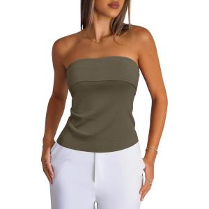 imageArachampCloz Womens Silk Blend Non See Through Non Slip Summer Spring Casual Tube Top 2026Coffee