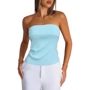 imageArachampCloz Womens Silk Blend Non See Through Non Slip Summer Spring Casual Tube Top 2026Light Blue