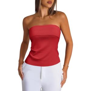 imageArachampCloz Womens Silk Blend Non See Through Non Slip Summer Spring Casual Tube Top 2026Red