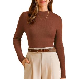 imageArachampCloz Womens Wool Blend Fall Seamless Rip Resistant Warm Layered Tops Business Casual SweatersAcaramel