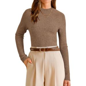 imageArachampCloz Womens Wool Blend Fall Seamless Rip Resistant Warm Layered Tops Business Casual SweatersAcoffee