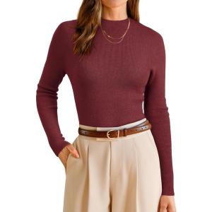 imageArachampCloz Womens Wool Blend Fall Seamless Rip Resistant Warm Layered Tops Business Casual SweatersAdark Red
