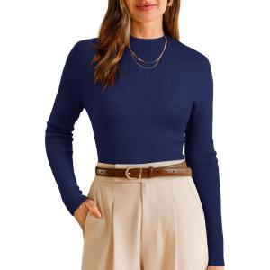 imageArachampCloz Womens Wool Blend Fall Seamless Rip Resistant Warm Layered Tops Business Casual SweatersAnavy