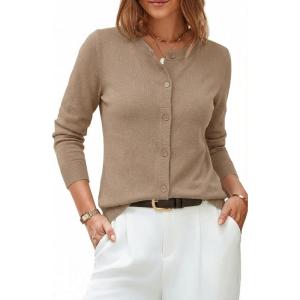imageArachampCloz Womens Wool Blend Lightweight Spring Business Casual Cardigan Sweaters TopsCamel