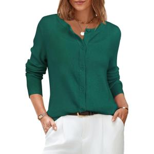 imageArachampCloz Womens Wool Blend Lightweight Spring Business Casual Cardigan Sweaters TopsDark Green