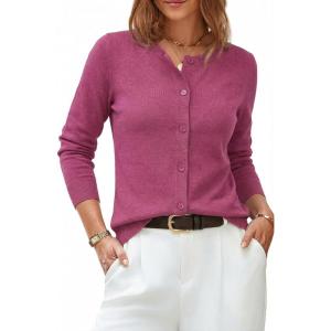 imageArachampCloz Womens Wool Blend Lightweight Spring Business Casual Cardigan Sweaters TopsRose Red