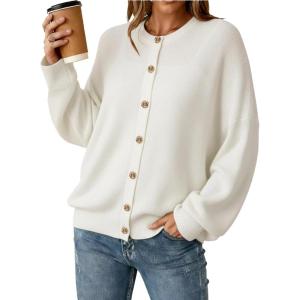 imageArachampCloz Womens Wool Blend Oversized Cardigan Sweaters Button Down Casual ClothingOffwhite