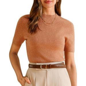 imageArachampCloz Womens Wool Blend Spring Seamless Rip Resistant Tops Opaque Business Casual ShirtsCamel