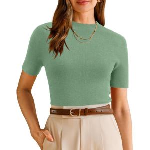 imageArachampCloz Womens Wool Blend Spring Seamless Rip Resistant Tops Opaque Business Casual ShirtsSage Green