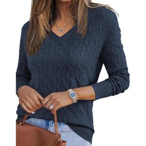 imageArachampCloz Womens Wool Blend Spring Sweaters Business Casual OutfitsCabledark Blue