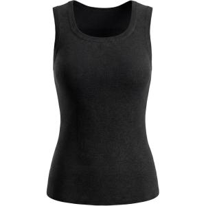 imageArachampCloz Womens Wool Blend Square Neck Spring Summer Basic Slim Fitted Tank Tops 2026Black