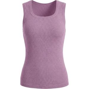 imageArachampCloz Womens Wool Blend Square Neck Spring Summer Basic Slim Fitted Tank Tops 2026Dusty Rose