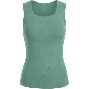 imageArachampCloz Womens Wool Blend Square Neck Spring Summer Basic Slim Fitted Tank Tops 2026Sage Green