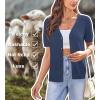imageArachampCloz Womens Wool Blend Short Sleeve Lightweight Cardigan Business Casual Summer Sweaters TopsBlue