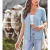 imageArachampCloz Womens Wool Blend Short Sleeve Lightweight Cardigan Business Casual Summer Sweaters TopsLight Blue