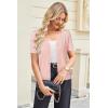 imageArachampCloz Womens Wool Blend Short Sleeve Lightweight Cardigan Business Casual Summer Sweaters TopsLight Pink