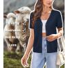 imageArachampCloz Womens Wool Blend Short Sleeve Lightweight Cardigan Business Casual Summer Sweaters TopsNavy