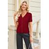 imageArachampCloz Womens Wool Blend Short Sleeve Lightweight Cardigan Business Casual Summer Sweaters TopsRed