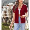 imageArachampCloz Womens Wool Blend Short Sleeve Lightweight Cardigan Business Casual Summer Sweaters TopsRed