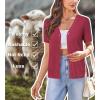 imageArachampCloz Womens Wool Blend Short Sleeve Lightweight Cardigan Business Casual Summer Sweaters TopsRuby Pink