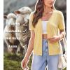 imageArachampCloz Womens Wool Blend Short Sleeve Lightweight Cardigan Business Casual Summer Sweaters TopsYellow