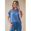 imageArachampCloz Womens Wool Blend Short Sleeve Oversized Sweater Business Casual Tops Summer 2026Lake Blue